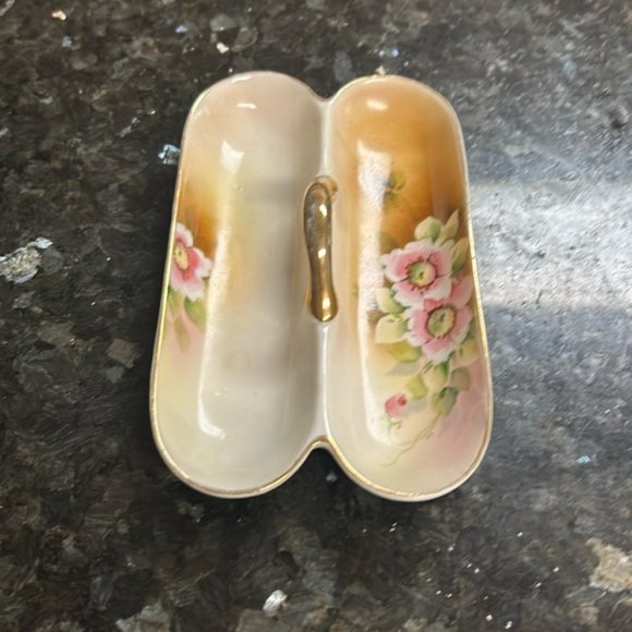 Vintage Morimura Hand Painted Noritake NIPPON Divided Dish Tray w/ Gold Handle - Picture 1 of 6